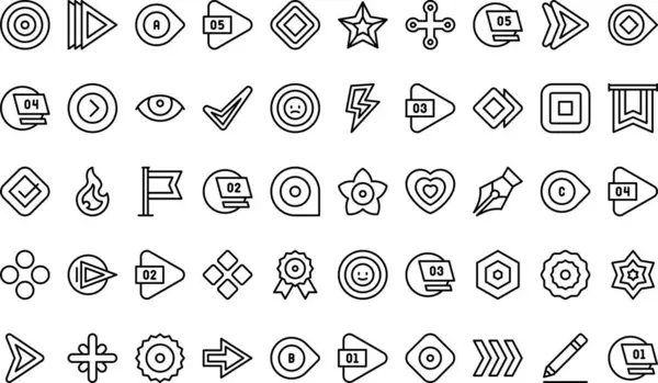 Kurşun noktaları simgeleri koleksiyonu düzenlenebilir vuruşlu bir vektör illüstrasyonudur.