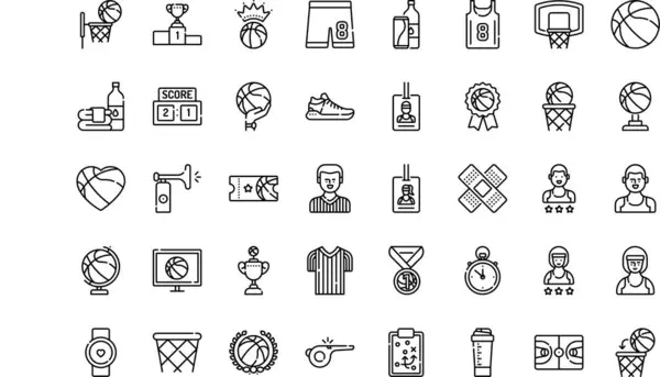 Yüksek Kaliteli Vektör Simgeleri Düzenlenebilir Vuruşlu Basketbol simgeleri Koleksiyonu. Profesyonel ve Yaratıcı Projeler için ideal.