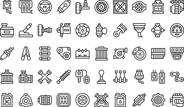 Araba motoru simgeleri koleksiyonu düzenlenebilir felçli bir vektör illüstrasyonudur.