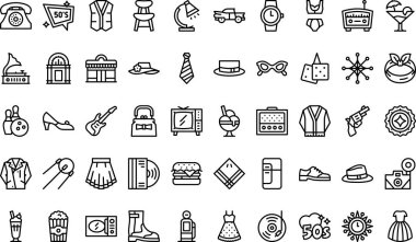 Elli simge koleksiyonu düzenlenebilir felçli bir vektör illüstrasyonudur.