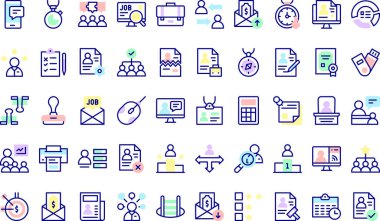 İstihdam simgeleri koleksiyonu düzenlenebilir felçli bir vektör illüstrasyonudur.