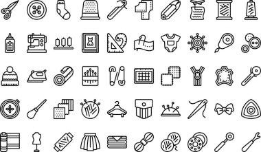 İğne işi simgeleri koleksiyonu düzenlenebilir felçli bir vektör illüstrasyonudur.