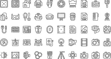 Fotoğraf simgeleri Yüksek Kaliteli Vektör Simgeleri Koleksiyonu Düzenlenebilir Vuruşlu. Profesyonel ve Yaratıcı Projeler için ideal.