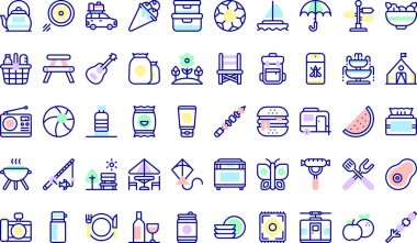 Picnic icons collection is a vector illustration with editable stroke. clipart