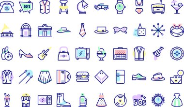 Elli simge koleksiyonu düzenlenebilir felçli bir vektör illüstrasyonudur.