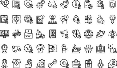 Dünya Kanser Günü simgeleri koleksiyonu düzenlenebilir felçli bir vektör illüstrasyonudur.