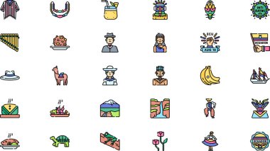 Ekvador simgeleri Düzenlenebilir Vuruşlu Yüksek Kalite Vektör Simgeleri Koleksiyonu. Profesyonel ve Yaratıcı Projeler için ideal.