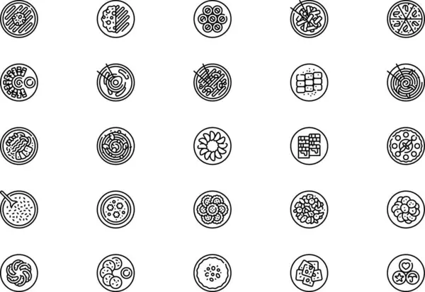 Kore gıda ikonları koleksiyonu düzenlenebilir felçli bir vektör illüstrasyonu.