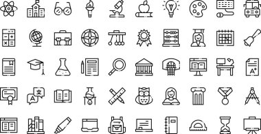 Düzenlenebilir Vuruşlu Yüksek Kalite Vektör Simgeleri Koleksiyonu Öğreniliyor. Profesyonel ve Yaratıcı Projeler için ideal.
