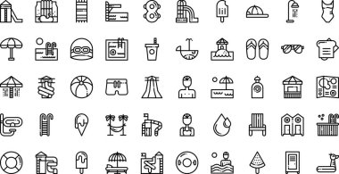 Su parkı simgeleri Yüksek Kaliteli Vektör Simgeleri Koleksiyonu Düzenlenebilir Vuruşlu. Profesyonel ve Yaratıcı Projeler için ideal.