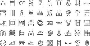 Düzenlenebilir Vuruşlu Yüksek Kalite Vektör Simgeleri Koleksiyonu jimnastik simgeleri Profesyonel ve Yaratıcı Projeler için ideal.