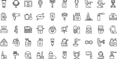 Güzellik simgeleri Yüksek Kaliteli Vektör Simgeleri Koleksiyonu Düzenlenebilir Vuruşlu. Profesyonel ve Yaratıcı Projeler için ideal.