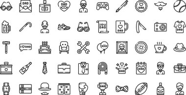 Babalar Günü simgeleri: Düzenlenebilir Vuruşlu Yüksek Kalite Vektör Simgeleri Koleksiyonu. Profesyonel ve Yaratıcı Projeler için ideal.