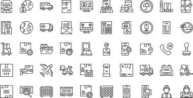 Teslimat simgeleri. Düzenlenebilir Vuruşlu Yüksek Kaliteli Vektör Simgeleri Koleksiyonu. Profesyonel ve Yaratıcı Projeler için ideal.