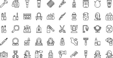 Güzellik simgeleri Yüksek Kaliteli Vektör Simgeleri Koleksiyonu Düzenlenebilir Vuruşlu. Profesyonel ve Yaratıcı Projeler için ideal.