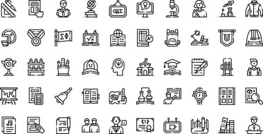 Üniversite ikonları Yüksek Kaliteli Vektör Simgeleri Düzenlenebilir Vuruşla Koleksiyonu. Profesyonel ve Yaratıcı Projeler için ideal.