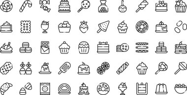 Şekerleme simgeleri Yüksek Kaliteli Vektör Simgeleri Koleksiyonu Düzenlenebilir Vuruşlu Profesyonel ve Yaratıcı Projeler için ideal.