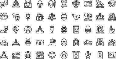 Paskalya Günü simgeleri Yüksek Kaliteli Vektör Simgeleri Koleksiyonu Düzenlenebilir Vuruşlu. Profesyonel ve Yaratıcı Projeler için ideal.