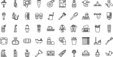 Banyo simgeleri Yüksek Kaliteli Vektör Simgeleri Koleksiyonu ve Düzenlenebilir Vuruş. Profesyonel ve Yaratıcı Projeler için ideal.