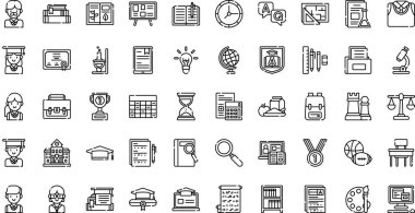 Akademi simgeleri Yüksek Kalite Vektör Simgeleri Düzenlenebilir Vuruşla Koleksiyonu. Profesyonel ve Yaratıcı Projeler için ideal.