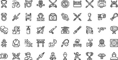 Martial arts icons High-Quality Vector Icons Collection with Editable Stroke. Ideal for Professional and Creative Projects. clipart