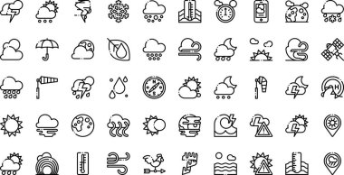 Düzenlenebilir Vuruşlu Hava Simgeleri Yüksek Kalite Vektör Simgeleri Koleksiyonu. Profesyonel ve Yaratıcı Projeler için ideal.