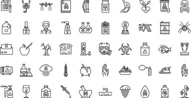 Zehir simgeleri: Düzenlenebilir Vuruşlu Yüksek Kaliteli Vektör Simgeleri Koleksiyonu. Profesyonel ve Yaratıcı Projeler için ideal.