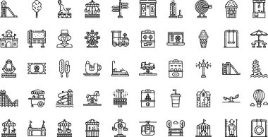 Eğlence parkı simgeleri Düzenlenebilir Vuruşlu Yüksek Kaliteli Vektör Simgeleri Koleksiyonu. Profesyonel ve Yaratıcı Projeler için ideal.