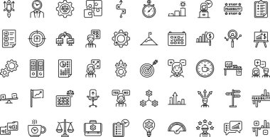 Verimlilik simgeleri: Düzenlenebilir Vuruşlu Yüksek Kalite Vektör Simgeleri Koleksiyonu. Profesyonel ve Yaratıcı Projeler için ideal.