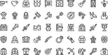 Video oyunu ögeleri Düzenlenebilir Vuruşlu Yüksek Kaliteli Vektör Simgeleri Koleksiyonu simgeleri. Profesyonel ve Yaratıcı Projeler için ideal.