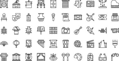 Cultural activities icons High-Quality Vector Icons Collection with Editable Stroke. Ideal for Professional and Creative Projects. clipart