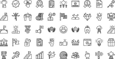 Başarı simgeleri. Düzenlenebilir Vuruşlu Yüksek Kaliteli Vektör Simgeleri Koleksiyonu. Profesyonel ve Yaratıcı Projeler için ideal.