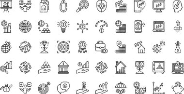 Yatırım simgeleri: Düzenlenebilir Vuruşlu Yüksek Kaliteli Vektör Simgeleri Koleksiyonu. Profesyonel ve Yaratıcı Projeler için ideal.