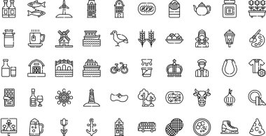 Amsterdam Yüksek Kaliteli Vektör Simgeleri Koleksiyonu Düzenlenebilir Vuruşla simgeleşiyor. Profesyonel ve Yaratıcı Projeler için ideal.
