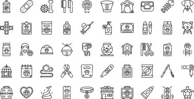 Düzenlenebilir Vuruşlu Veteriner Simgeleri Yüksek Kaliteli Vektör Simgeleri Koleksiyonu. Profesyonel ve Yaratıcı Projeler için ideal.