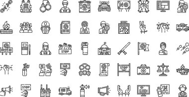 Düzenlenebilir Vuruşlu Yüksek Kalite Vektör Simgeleri Koleksiyonunu protesto simgeleri. Profesyonel ve Yaratıcı Projeler için ideal.