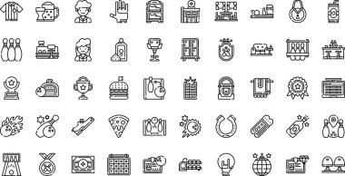 Bowling ikonları Yüksek Kaliteli Vektör Simgeleri Koleksiyonu Düzenlenebilir Vuruşlu. Profesyonel ve Yaratıcı Projeler için ideal.