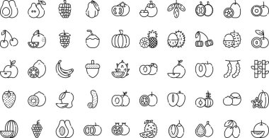 Meyve ikonları. Düzenlenebilir Vuruşlu Yüksek Kaliteli Vektör Simgeleri Koleksiyonu. Profesyonel ve Yaratıcı Projeler için ideal.