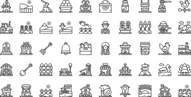 Düzenlenebilir Vuruşlu Köy Simgeleri Yüksek Kalite Vektör Simgeleri Koleksiyonu. Profesyonel ve Yaratıcı Projeler için ideal.