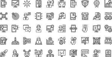 Topluluk yöneticisi, Düzenlenebilir Vuruşla Yüksek Kalite Vektör Simgeleri Koleksiyonunu simgeler. Profesyonel ve Yaratıcı Projeler için ideal.