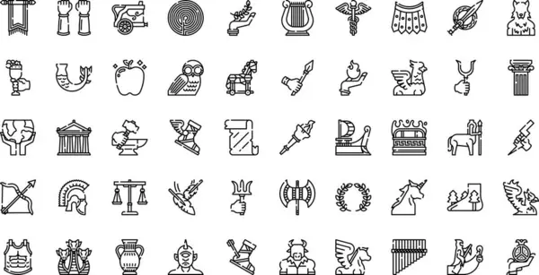 Yunan mitolojisinde Yüksek Kaliteli Vektör Simgesi Koleksiyonu Düzenlenebilir Vuruşla simgeleri var. Profesyonel ve Yaratıcı Projeler için ideal.