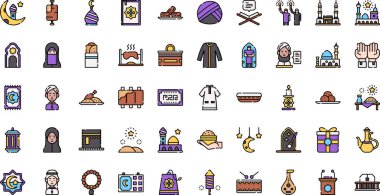 İslami yeni yıl simgeleri Yüksek Kalite Vektör Simgesi Koleksiyonu ve Düzenlenebilir Vuruşlar. Profesyonel ve Yaratıcı Projeler için ideal.