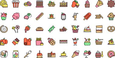 Şekerler ve dondurmalar, Düzenlenebilir Vuruşla Yüksek Kalite Vektör Simgeleri Koleksiyonu. Profesyonel ve Yaratıcı Projeler için ideal.