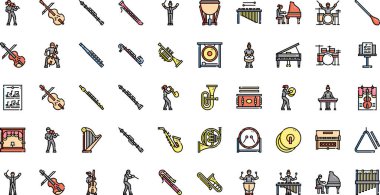 Düzenlenebilir Vuruşlu Orkestra simgeleri Yüksek Kalite Vektör Simgeleri Koleksiyonu. Profesyonel ve Yaratıcı Projeler için ideal.