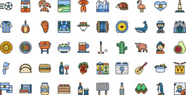 Arjantin 'in Yüksek Kaliteli Vektör Simgeleri Koleksiyonu Düzenlenebilir Vuruşla simgesi. Profesyonel ve Yaratıcı Projeler için ideal.