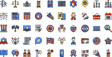 Düzenlenebilir Vuruşla Yüksek Kalite Vektör Simgeleri Koleksiyonu Başkanlık Günü simgeleri. Profesyonel ve Yaratıcı Projeler için ideal.