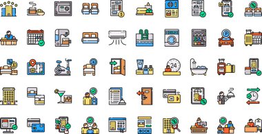 Otel ikonları Yüksek Kaliteli Vektör Simgeleri Koleksiyonu Düzenlenebilir Vuruş ile rezervasyon. Profesyonel ve Yaratıcı Projeler için ideal.