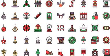 Düzenlenebilir Vuruşlu Yüksek Kalite Vektör Simgeleri Koleksiyonu Noel dekorasyonu simgeleri. Profesyonel ve Yaratıcı Projeler için ideal.