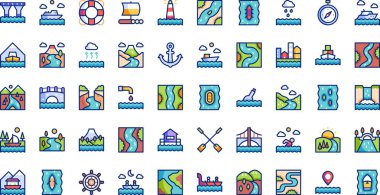 Waterway icons High-Quality Vector Icons Collection with Editable Stroke. Ideal for Professional and Creative Projects. clipart