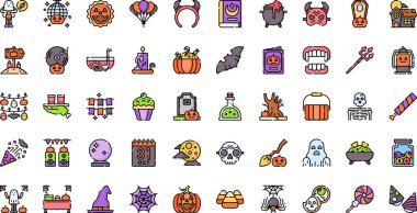 Cadılar Bayramı partisi simgeleri Yüksek Kaliteli Vektör Simgeleri Koleksiyonu ile Düzenlenebilir Darbe. Profesyonel ve Yaratıcı Projeler için ideal.